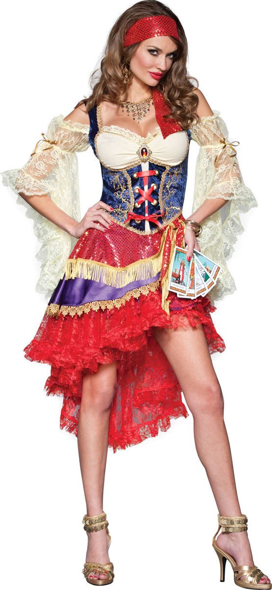 Adult Good Fortune Teller Gypsy Esmeralda Costume w Tarot