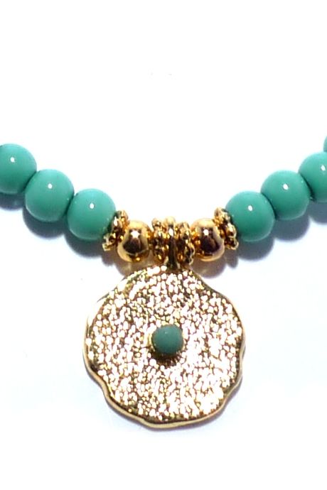 Ashiana New Gold Turquoise Bead Friendship Bracelet