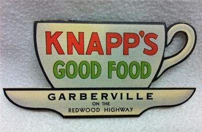 Unusual Advertising   KNAPPS GOOD FOOD Garberville COFFEE CUP