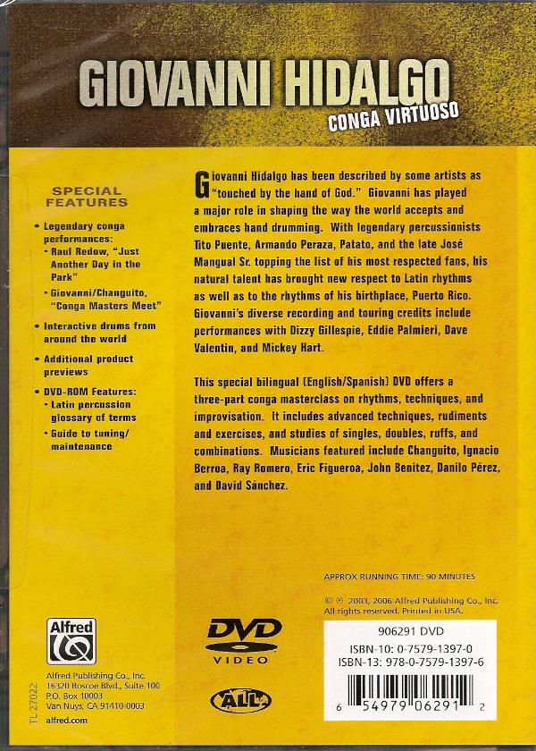Giovanni Hidalgo Conga Virtuoso English Spanish 90m DVD 654979062912
