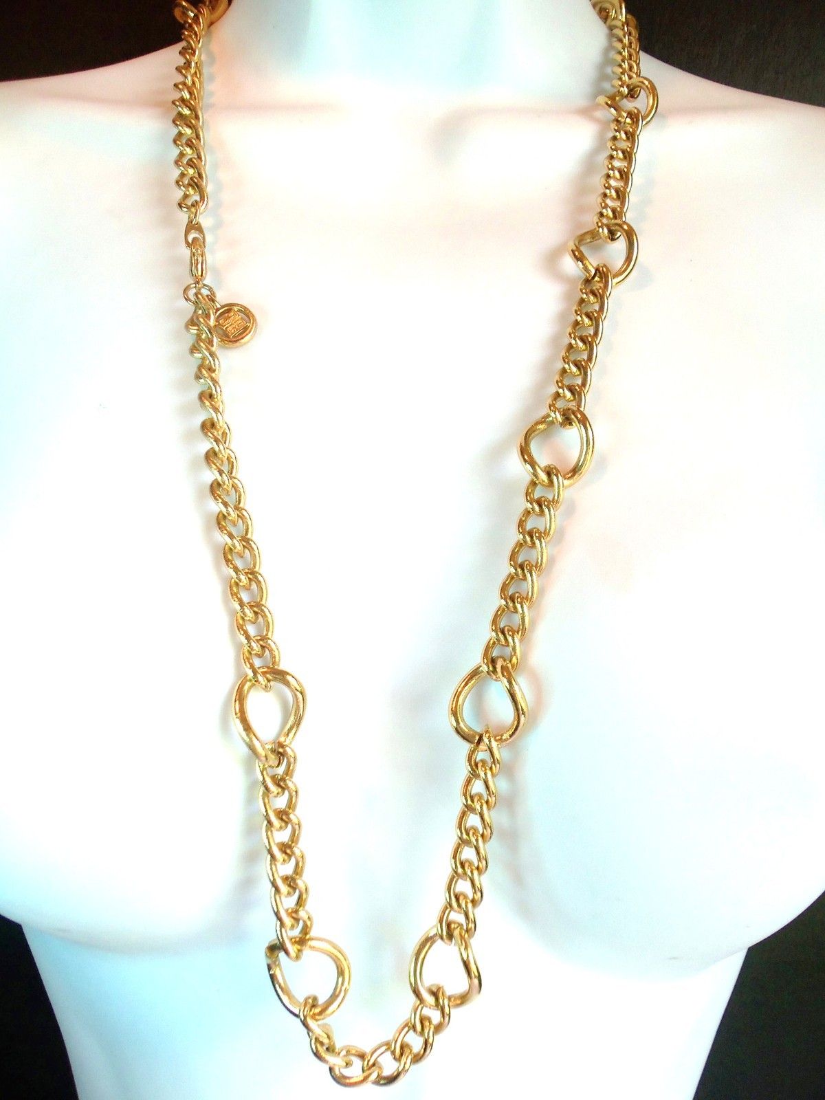 Givenchy Paris Heavy Gold Plated Chunky Long Chain Necklace Stunning