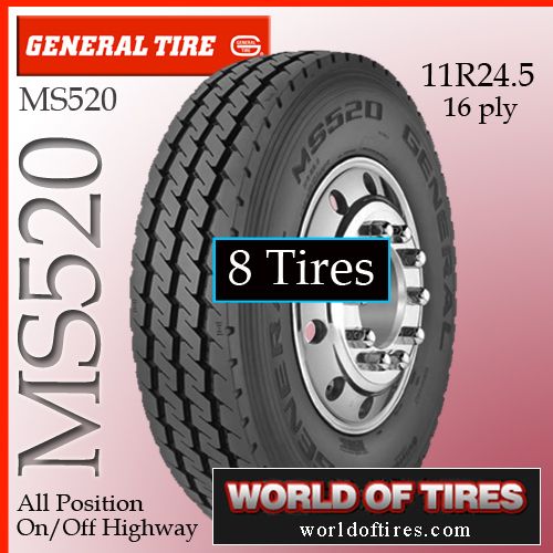 Tires General MS520 11R24 5 16 Ply Semi Truck Tire 11R24 5 11R24