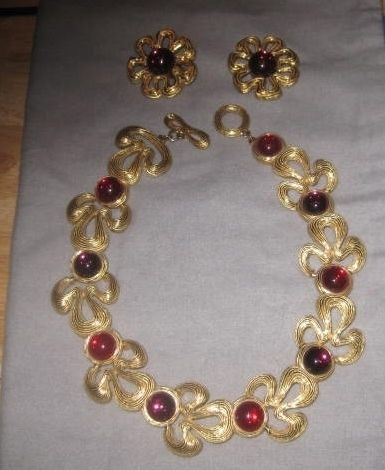 Beautiful Givenchy Red Stone Necklace and Earrings