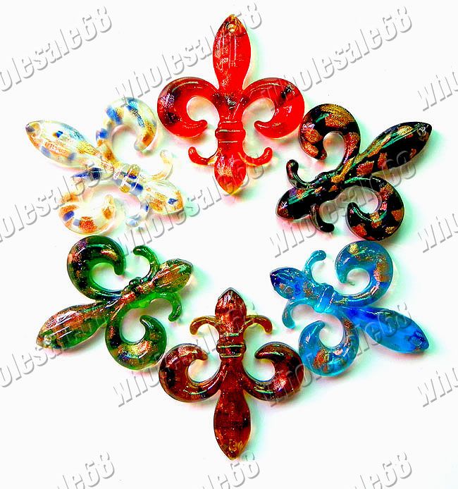  Colorful Clarity Lampwork Munra Glass Flower Necklace Pendant