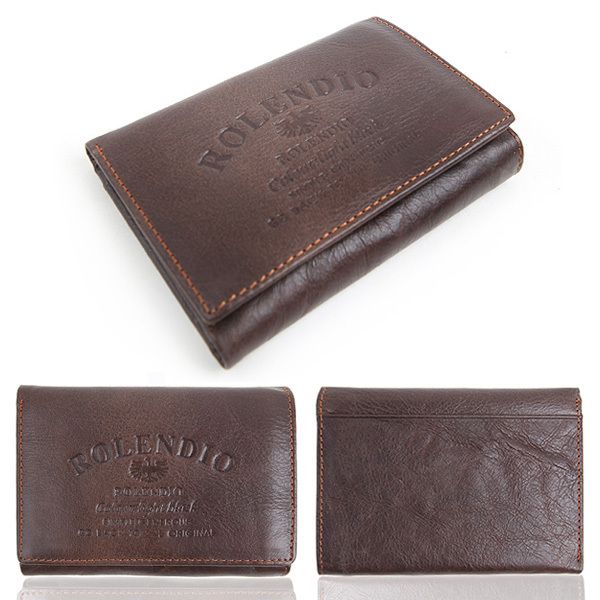 Mens Genuine Leather Trifold Wallet Multi Pocket Purse Clutch ID Card