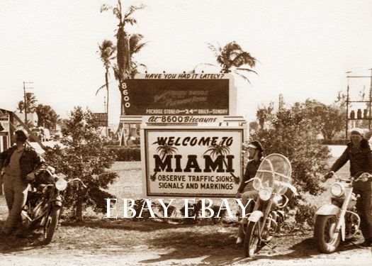 1950s Photo Harley Davidson HD Indian Motorcycle Riders Bikers Miami