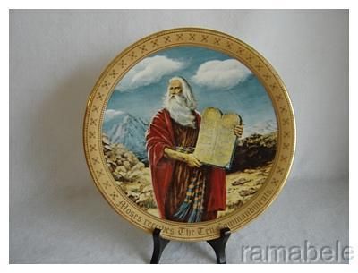 Danbury Mint Ten Commandments Moses Bible 24K Gold Rim