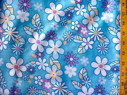 Hello Kitty Flower in Blue Cotton Fabric Daisy 63 Wide