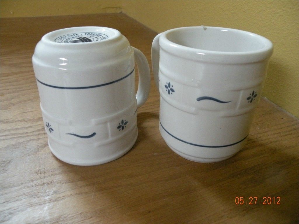 Longaberger Pottery Woven Traditions (2) Heritage BLUE MUGS Retired 4