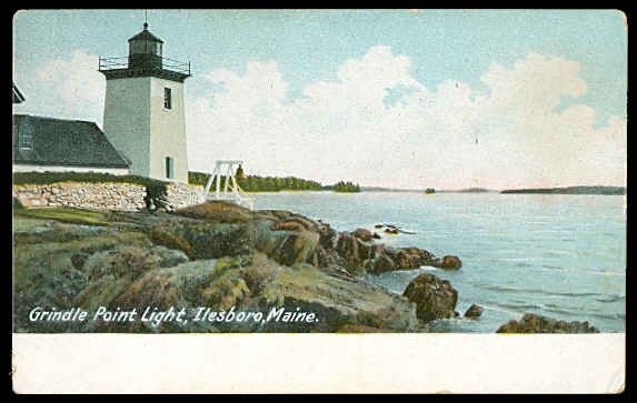 Lighthouse Postcard Grindle Point Light Ilesboro Me