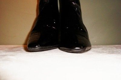 Impo Stretch Black Gray Croc Patent Pattern Tall Boots Size 8 Nice Pre