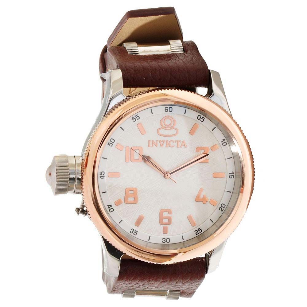Invicta 10472 Mens Russian Diver Lefty Rose Gold Accents White Dial
