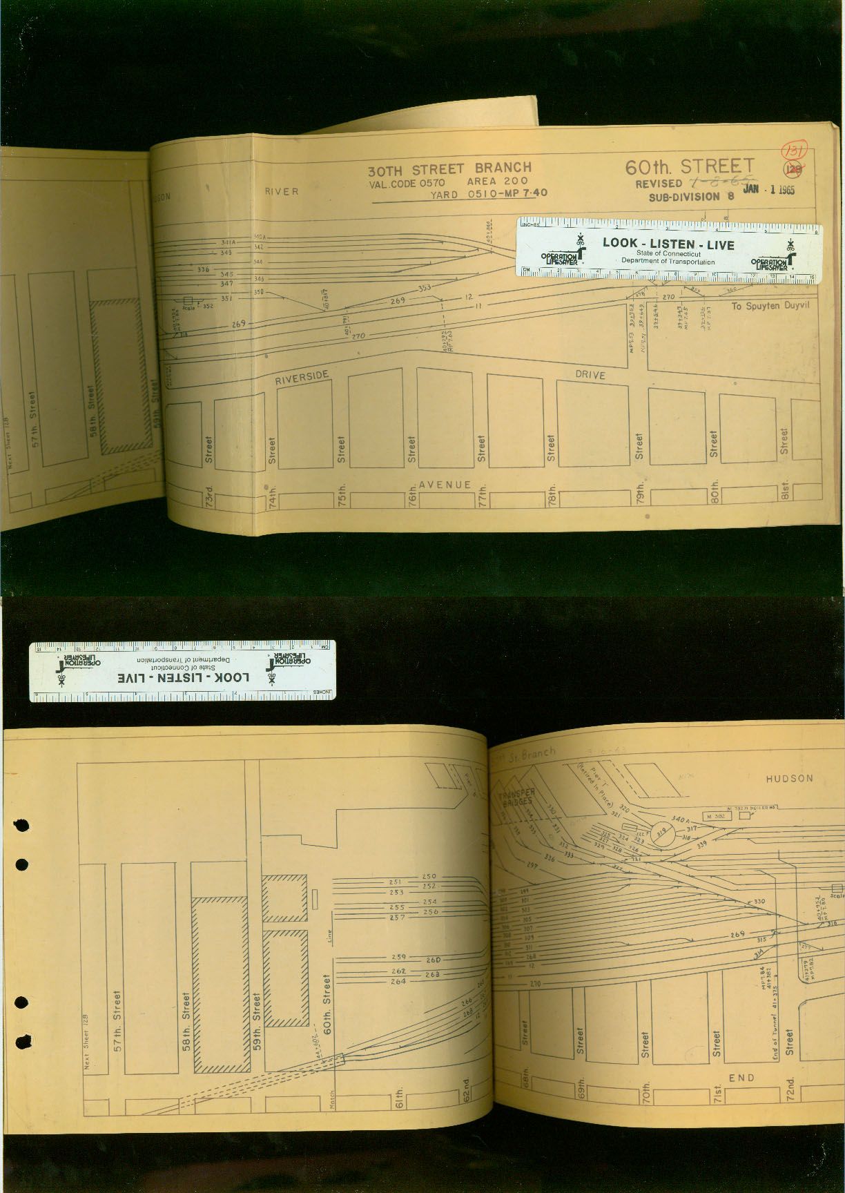 lot of 8 track maps from spuyten duyvil in inwood south to bank st in