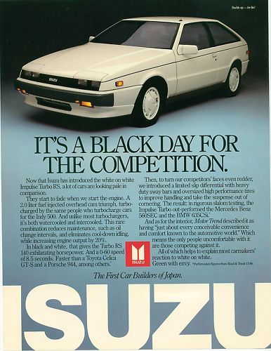 1987 Isuzu Impulse Turbo RS Single Sheet Brochure