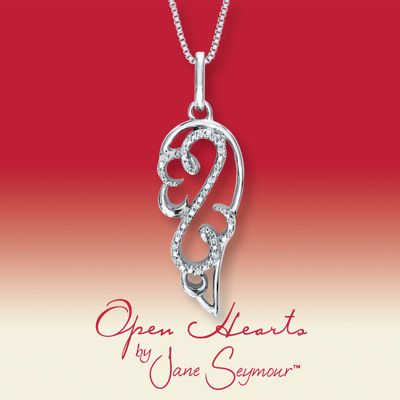 Open Hearts by Jane Seymour Angel Wing Diamond Necklace