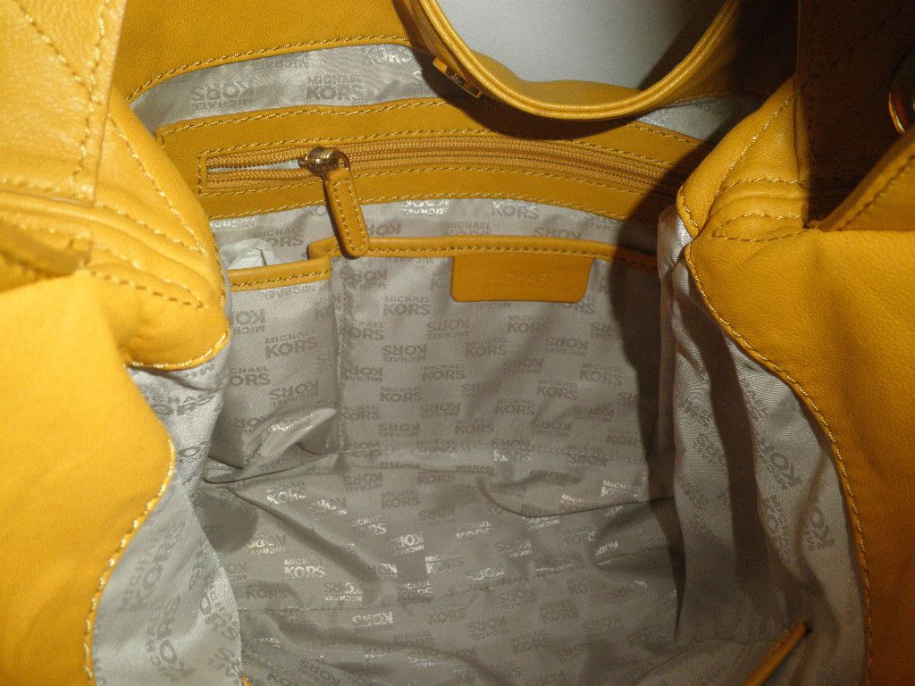 Michael Kors Jamesport Shoulder Tote Bag Marigold Yellow Smooth