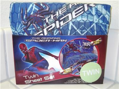 Marvel The Amazing Spider Man Twin Sheet Set BNIP Fitted Flat Pillow
