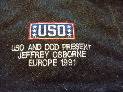 USO DOD Jeffrey Osborne Europe 1991 Long Sleeve Denim Jean Jacket Size