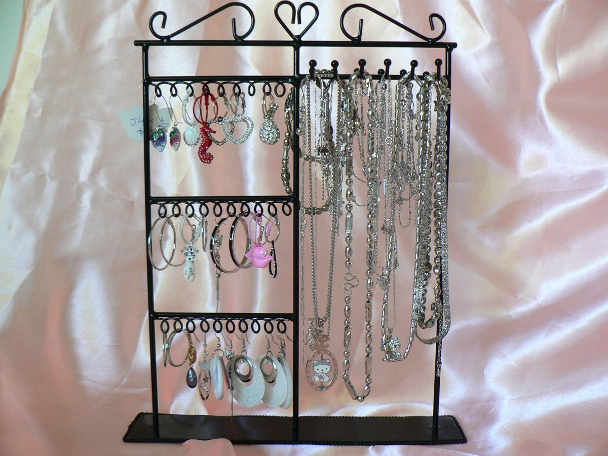 Earring Necklace Tree Jewelry Display Stand Rack Black