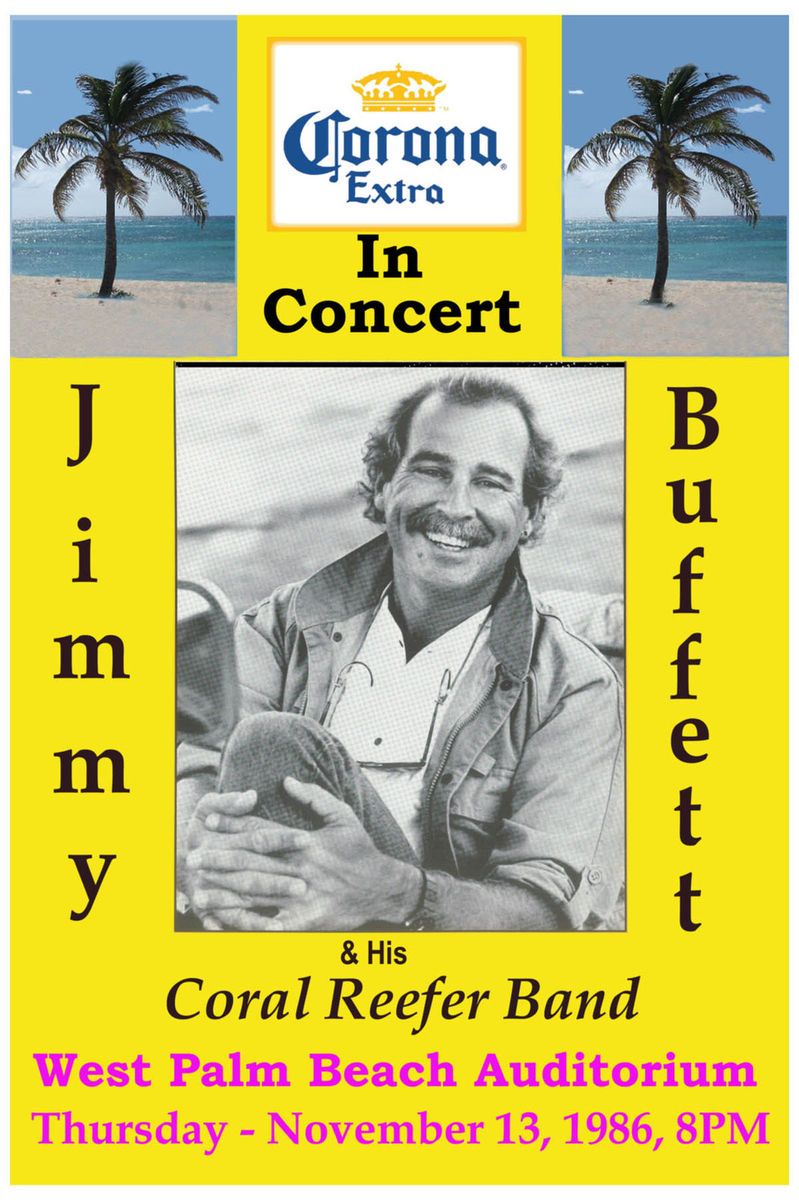 Jimmy Buffett His Coral Reefer Band at West Palm Beach Concert Poster