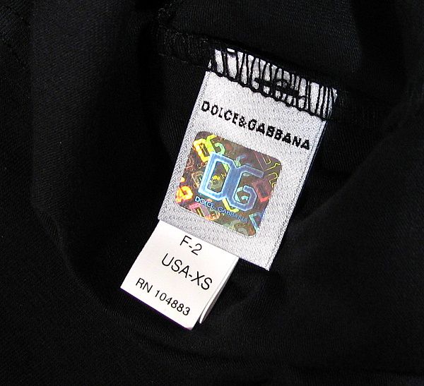 Dolce Gabbana "Double Waistband" R Neck T Shirt Stretch Cotton D G Black  