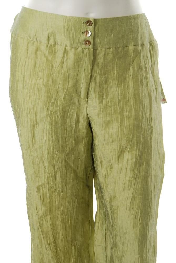 Jones New York Collection New Plus Size Capri Pants Green Crinkled 18W  