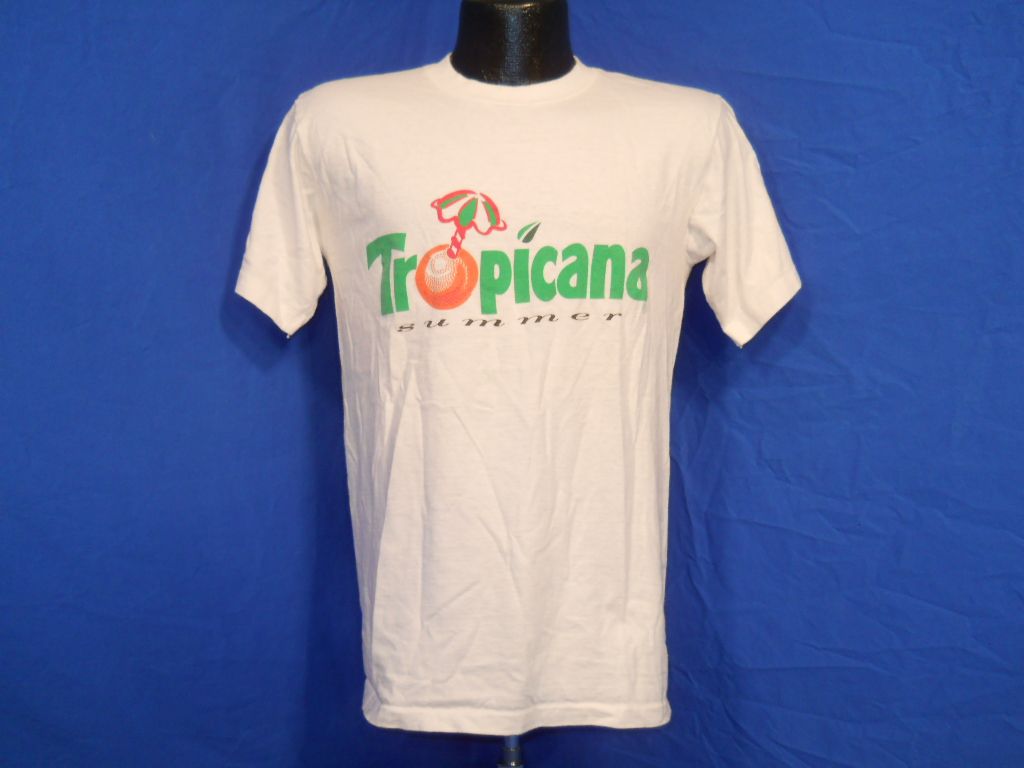 Vintage 80s Tropicana Summer Orange Juice OJ White Logo T Shirt Medium M  
