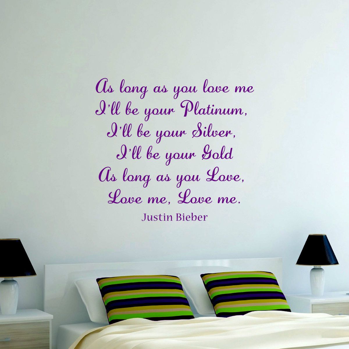 Justin Bieber as Long as You Love Me Lyrics Vinyl Wall Art Sticker