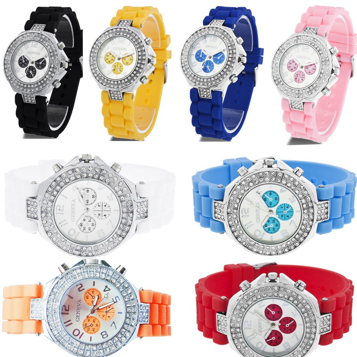 Design Silicone Crystal Quartz Ladies Women Jewelry Wrist Watch