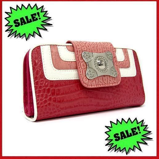 Handbags (Marc Chantal) Pink Genuine Leather Clutch Wallet/FREE
