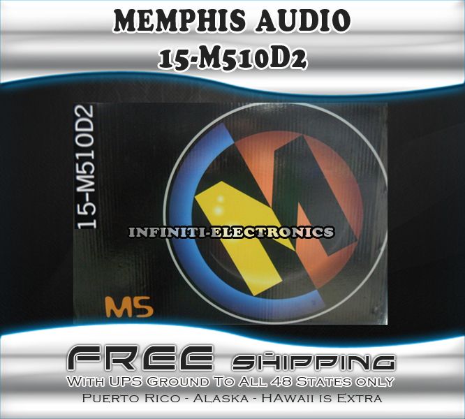 New Memphis Car Audio 15 M510D2 10 2OHMS Car Subwoofer 15M510D2