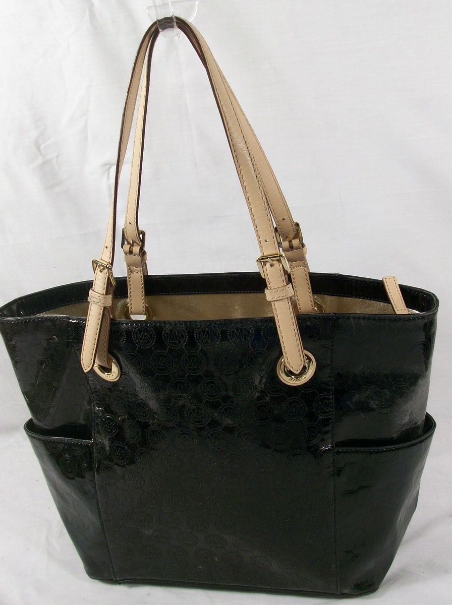 Michael Kors E W Signature Tote Handbag Monogrammed Black Free