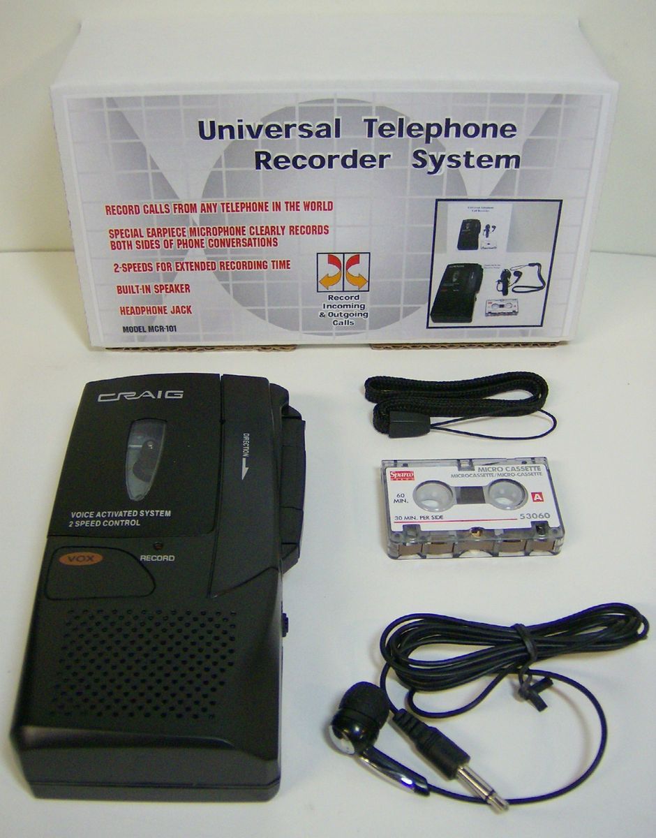 Calls Voice Activated Micro Cassette Tape Recorder 2 Speed New