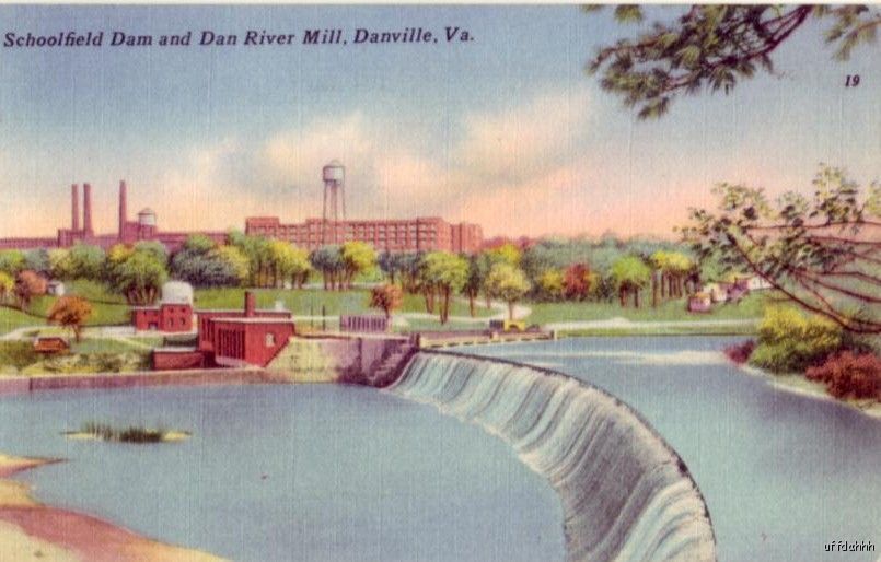 Schoolfield Dam Dan River Mill Danville VA 1955