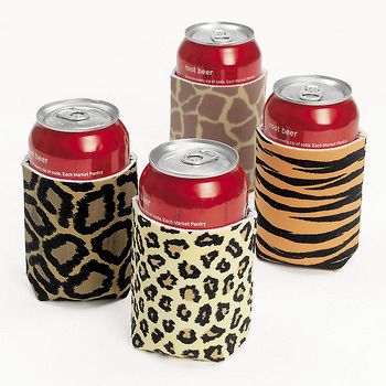 Animal Print Jungle Zoo Beer Soda Can Holders Koozies Party Favors