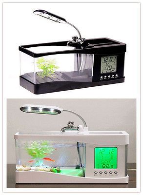 New Mini USB LCD Desktop Fish Tank Aquarium Timer Calendar Clock LED