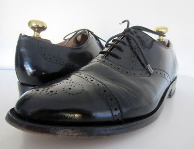 BARKER BARKERS BLACK OXFORD CAP BROGUES SHOES UK 8.5 EU 42.5 G WIDTH