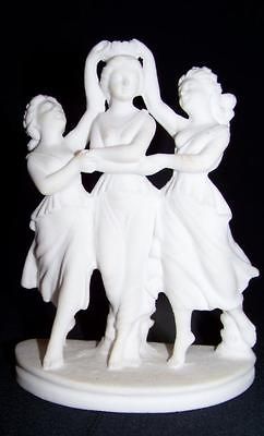 VINTAGE BISQUE  STATUE OF THREE GRACES MARKED GREECE VERY DETAILED