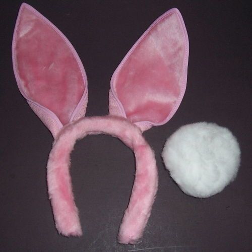 Bunny Rabbit Ears & Tail Set White Costume Headband Easter Halloween