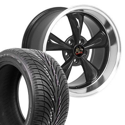 18 9/10 Black Bullitt Bullet Style Wheels ZR Tires Rims Fit Mustang