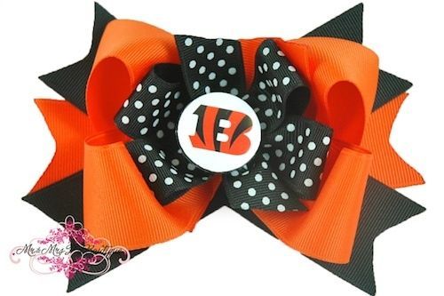 Cincinnati Bengals Boutique Hair Bow on Alligator Clip NFL