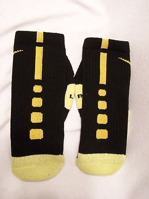 Custom Nike Elite Basketball Socks Yellow with Black Stripe Size Large