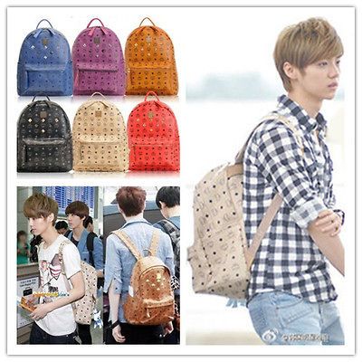 POP EXO/TVXQ/SNSD/ SJ rivet backpack/schoo lbag/bag/shoul der bag