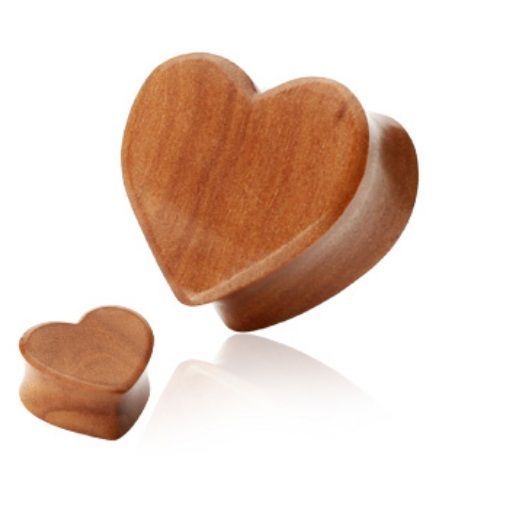 Organic Wood Heart EAR PLUGS Double Flared Organics Piercing Gauges