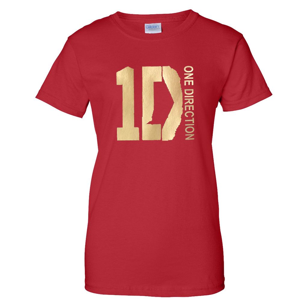 New ONE DIRECTION Gold Logo Ladies T shirt 1D British Boys Band Fan S