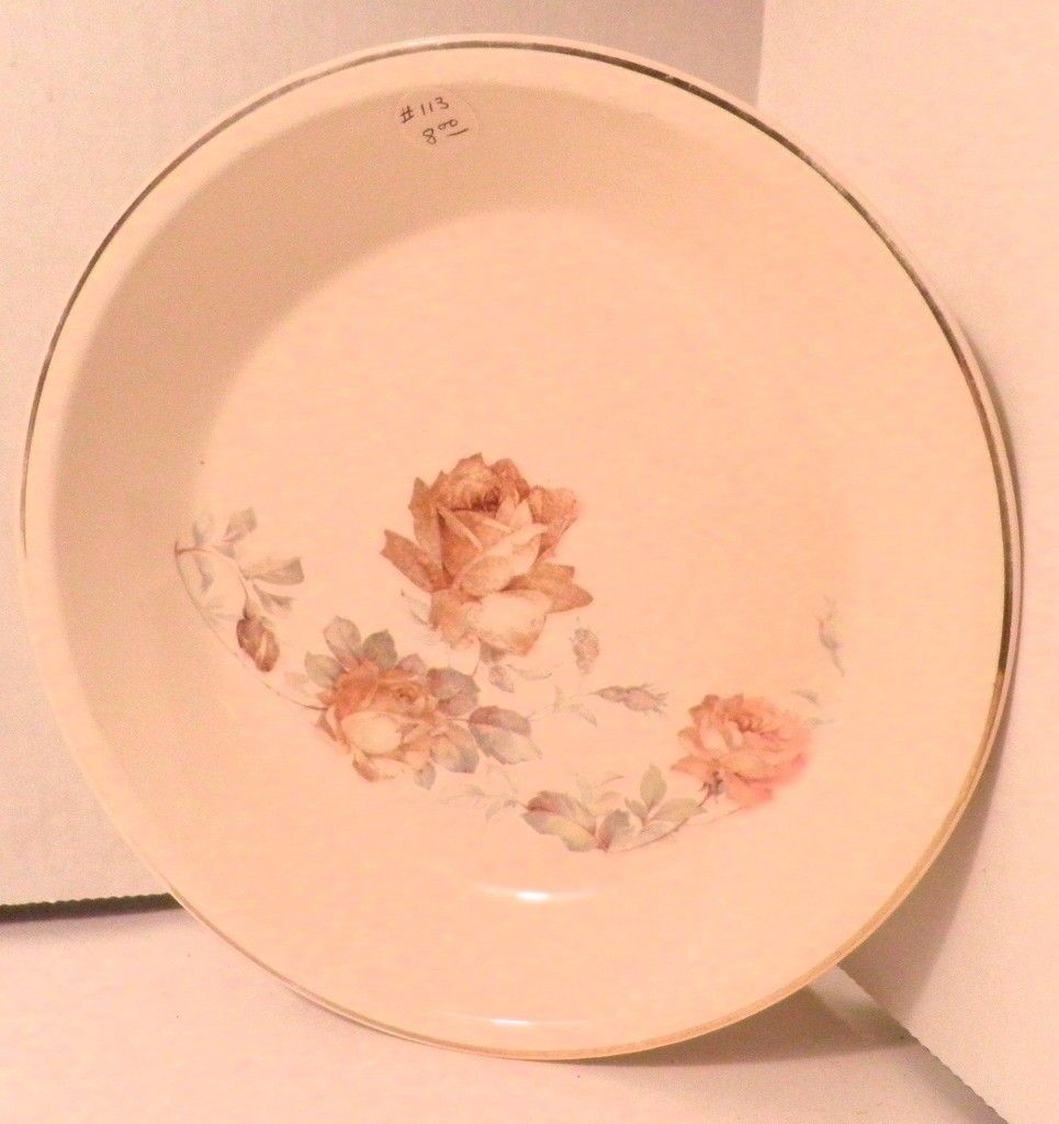 Vintage Universal Cambridge Pottery Pie Plate Pink Roses   9 7/8 W