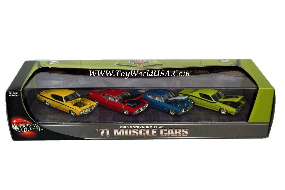 100 Hot Wheels 30th Anniv of 71 Muscle Cars 4 Car Set Ford Dodge Chevy