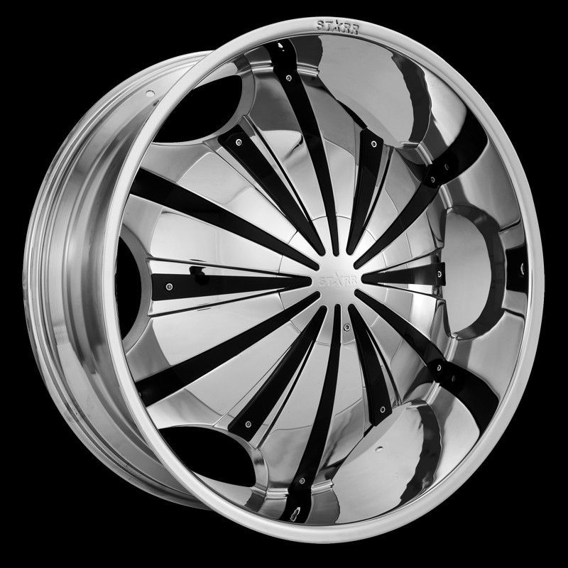Chrome Wheels Free Black Inserts Rims Tires Pkg 6x139 7 24 26