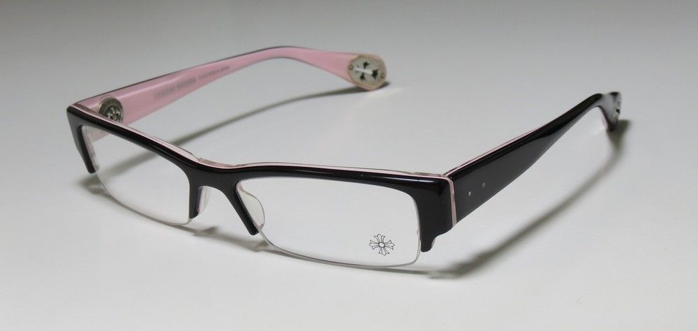 Twiggy Black Pink Sterling Silver Semi Rim Hip Eyeglass Frames